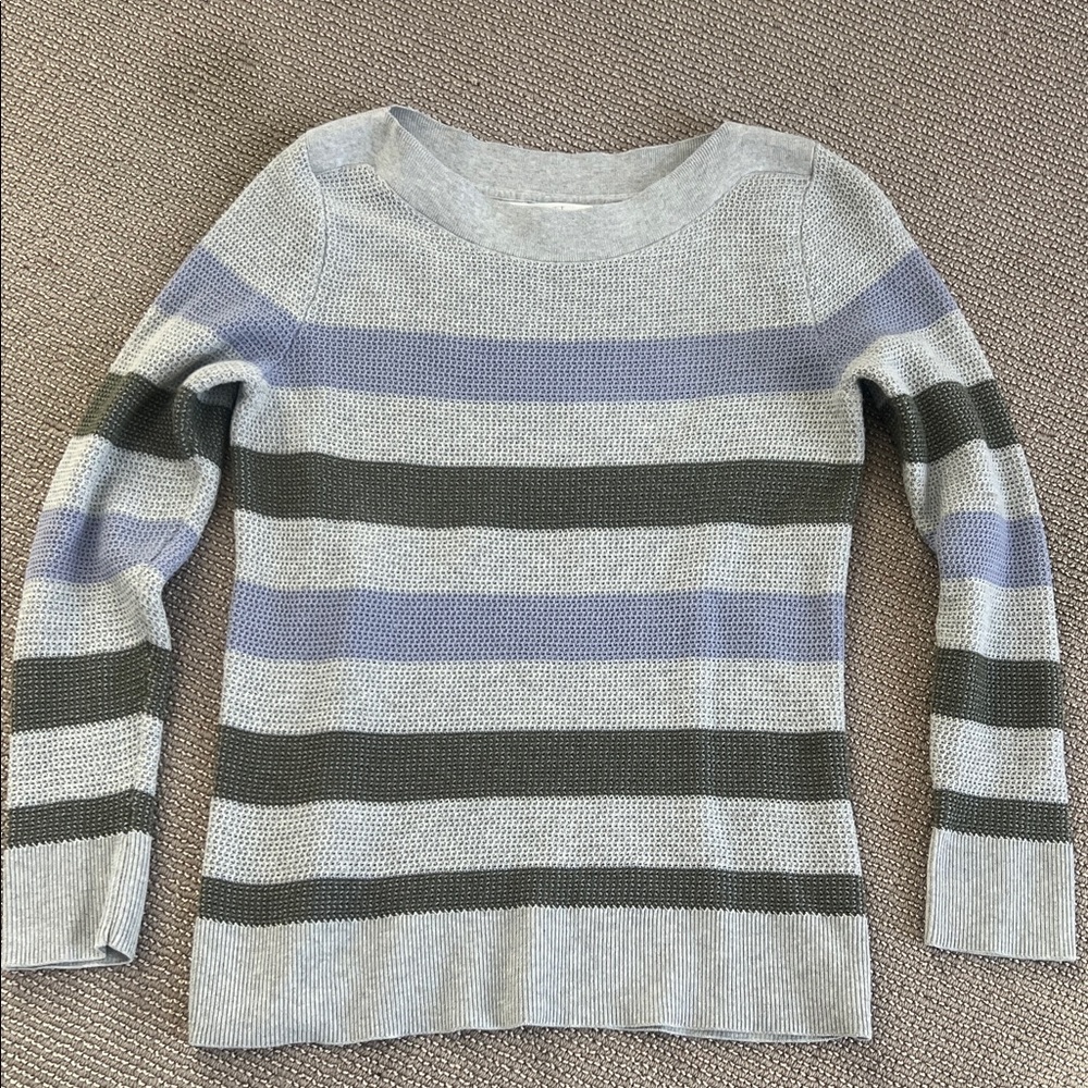 Market & Spruce Gray and Blue Striped Sweater